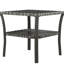 Table basse carrée pour patio, plateau en verre trempé, gris, 2 rangements, table de patio avec cadre en aluminium, verre