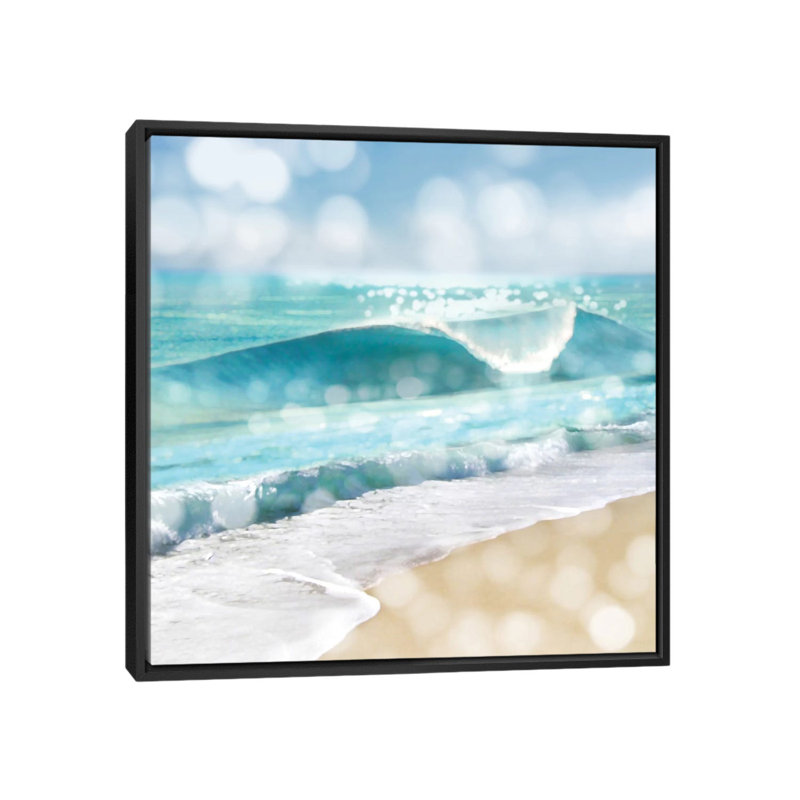 «Ocean Reflections I», reproduction de photo sur toile, H 18 po x l 18 po x P 1,5 po, Toile avec cadre noir, Pas de tapis