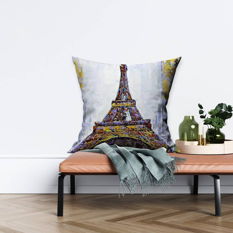 Paint Splash Eiffel Tower Square Pillow Cover & Insert, 26x26, Polyester/Polyfill