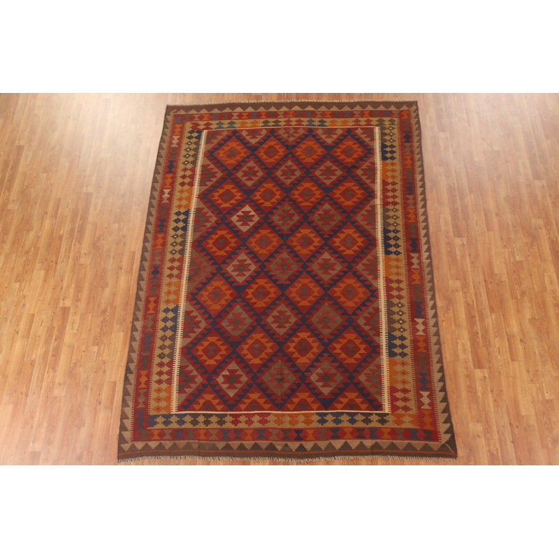 Tapis oriental fait à la main en laine Kilim 7 x 10