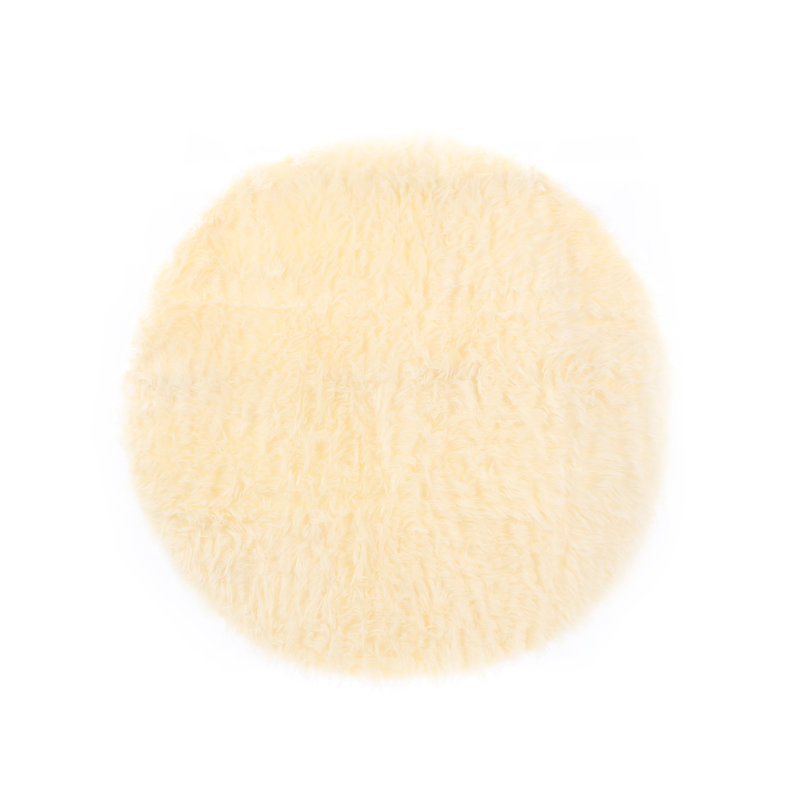 Tapis ivoire rond en peau de mouton - 5 pi