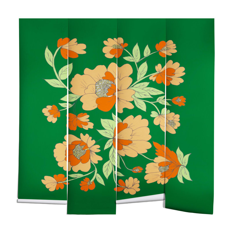 Murale florale rosie, L 96 po x l 144 po
