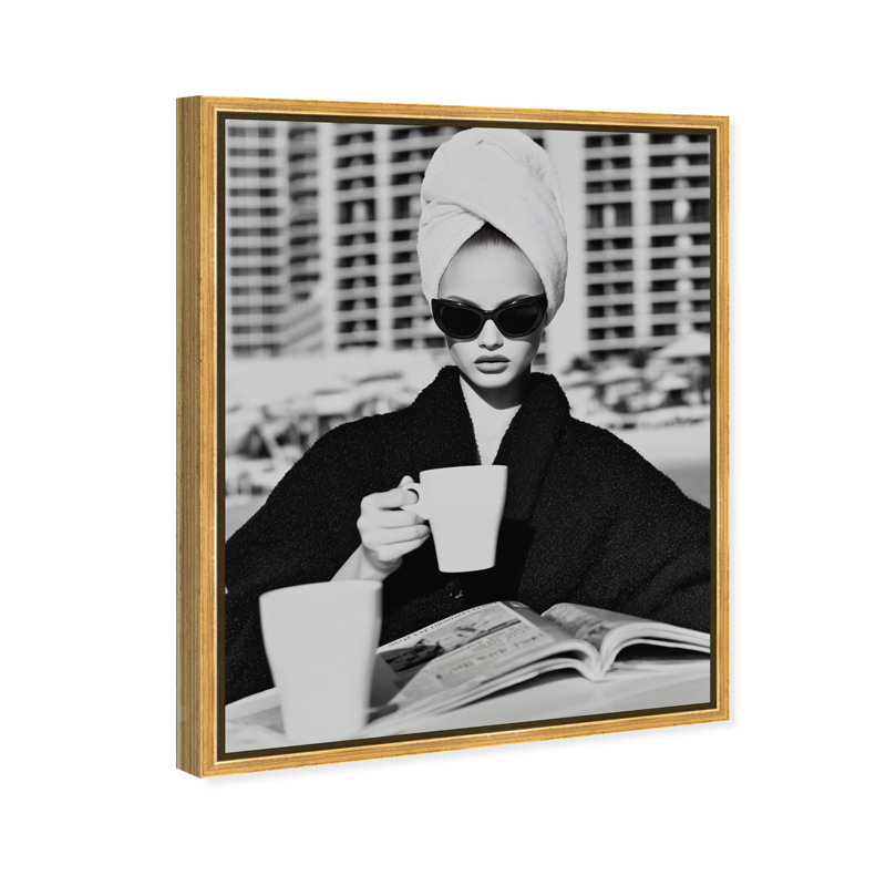 Cinematic Sip Print by Oliver Gal, 31"H x 37"W, Gold Floater Frame