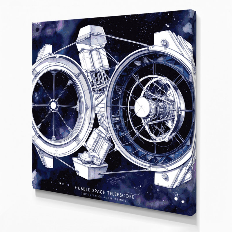 «Space Hubble Space Telescope», art mural sur toile grise, H 12 po x l 12 po