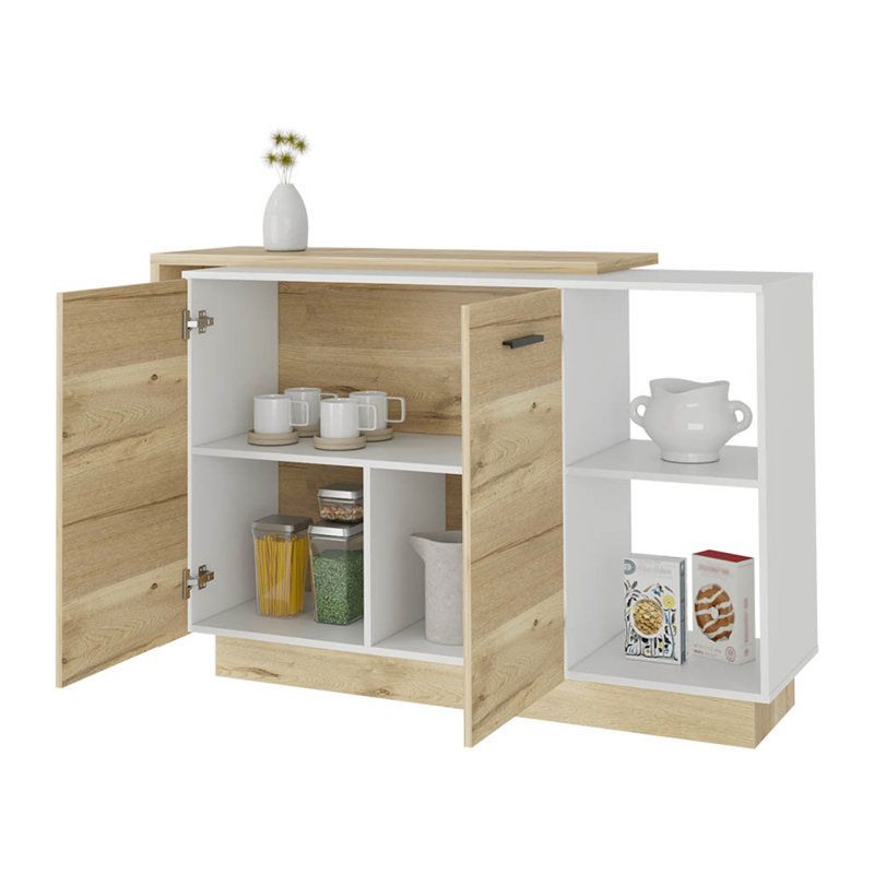 Îlot de cuisine Aspen, deux tablettes dissimulées, trois sections
