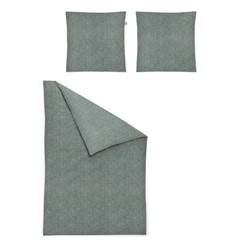Fleece cotton bed linen set Mink 8835, 200 x 200cm - 2 Pillowcases (80 x 80cm), Green