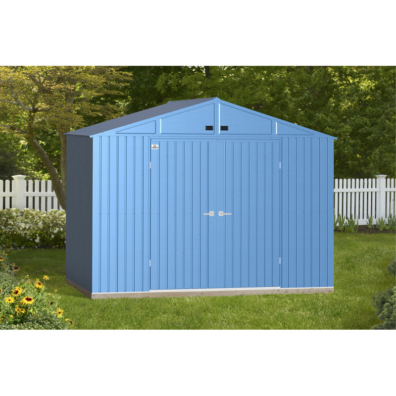 10 ft. x 8 ft. Blue Grey Galvanized Steel Storage Shed