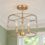 Plafonnier semi-encastré moderne à 3 lumières, style cage de tambour, fini or foncé, pour chambre à coucher