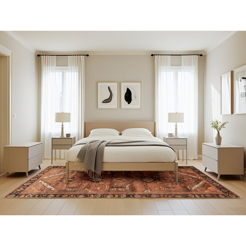 Tapis brun lavable à la machine, Rectangle de 5 pi x 8 pi