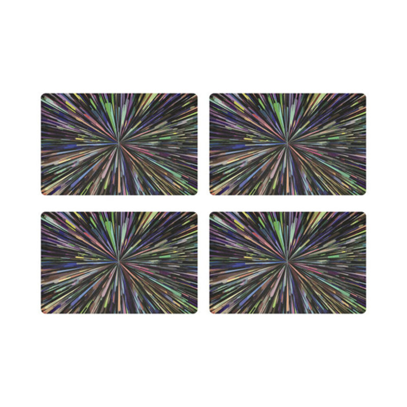 Fireworks Pebble 17.5" Vinyl Placemat, Black/Purple