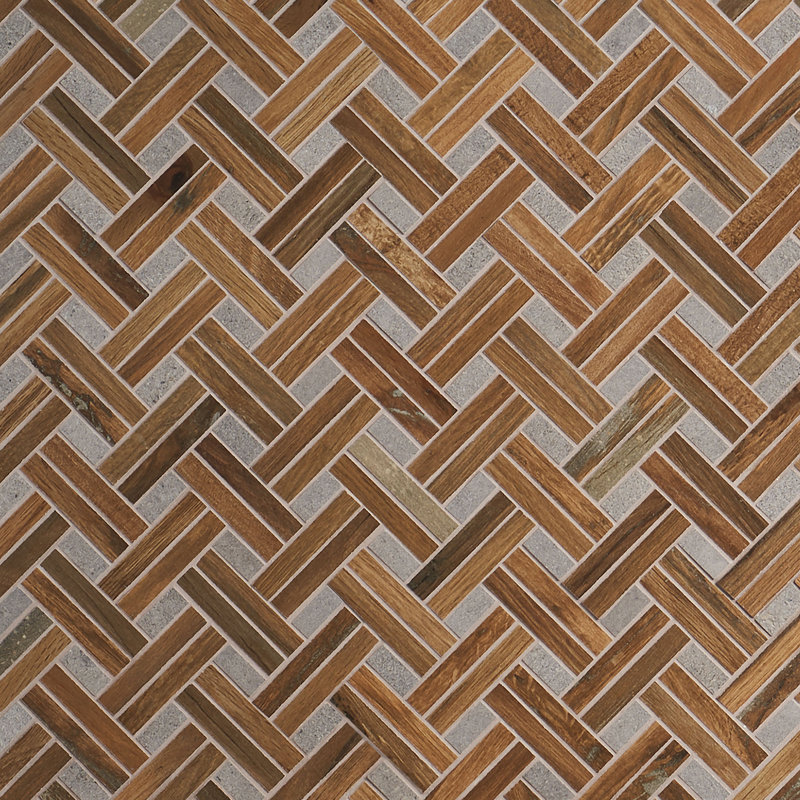 Everlasting 10" x 13" Porcelain Basketweave Wall & Floor Tile, Dark Brown