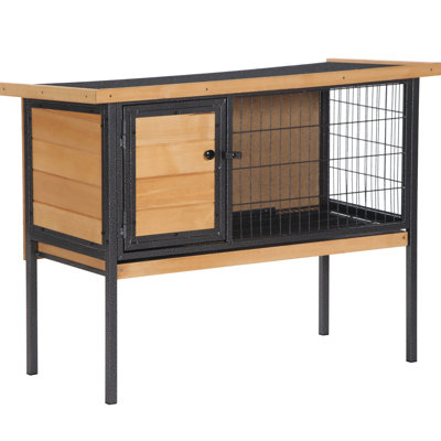 Maison surélevée pour lapins - cage de cochon d'Inde avec toit ouvrable, plateau sans fuites et construction intérieure robuste et robuste pour petits animaux offrant un abri fiable