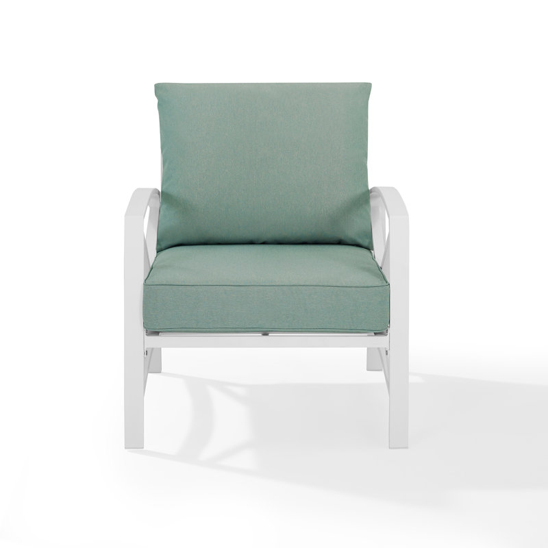 Chaise de patio avec coussins Mosier, Brume, Blanc