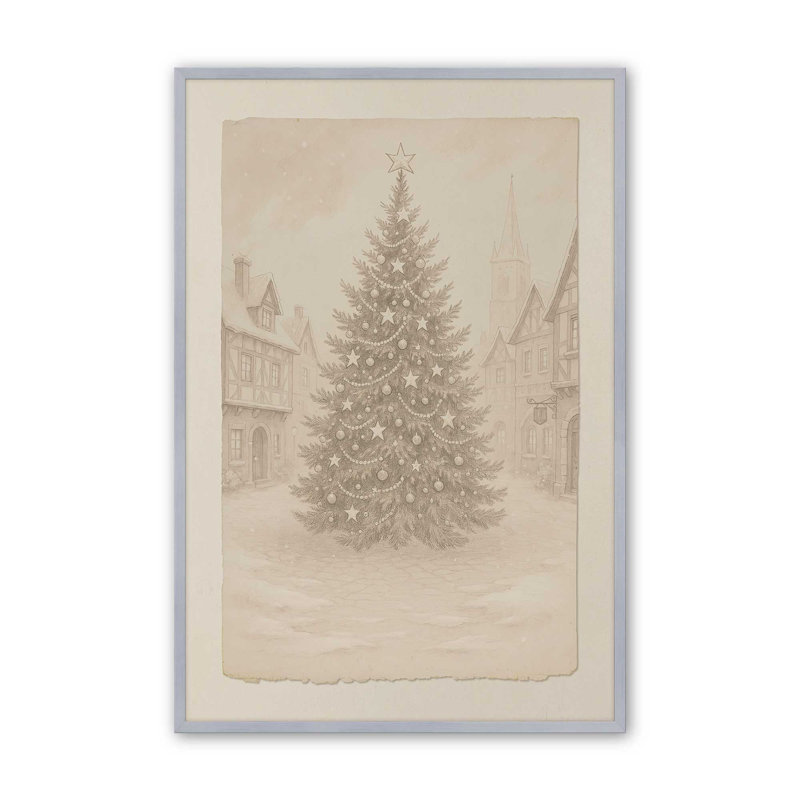 Town Square Noel Art Print, 18" x 24", Polished Chrome
