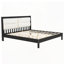 Structure de lit plateforme en bois massif de très grande taille avec tête de lit tapissier en velours beige, aucun sommier tapissier requis-621710605