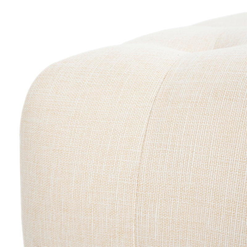 Square Upholstered Tufted Linen Fabric Ottoman
