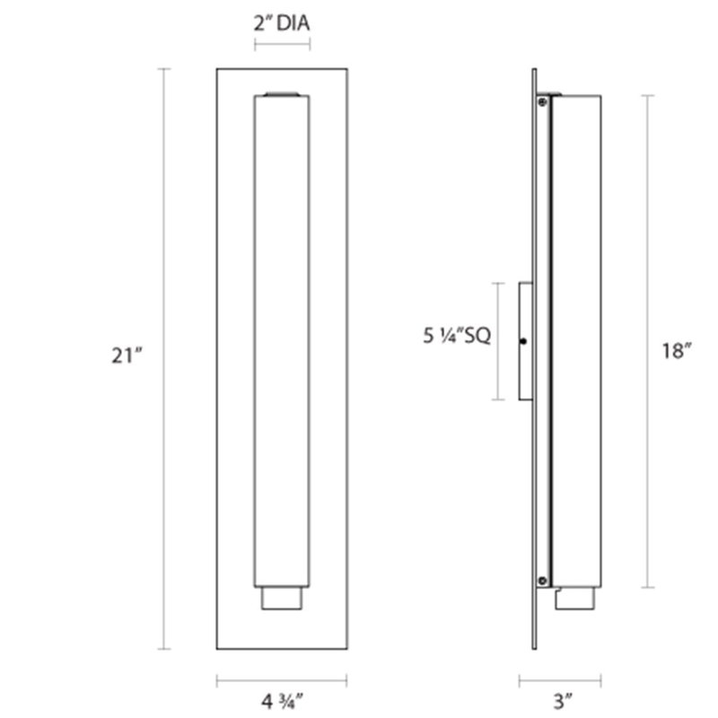 Tubo Slim 1 - Light LED Flush Mounted Sconce, Drum, Satin Nickel