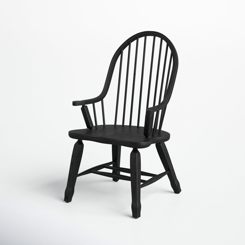 Makira Windsor Back Arm Chair, Black