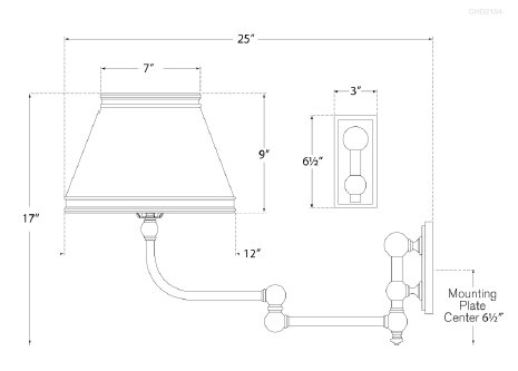 Chapman & Myers Pimlico Swing Arm, Antique Burnished Brass