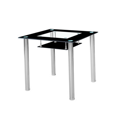 Blizzard Square Glass Top Dining Table with Wood Base