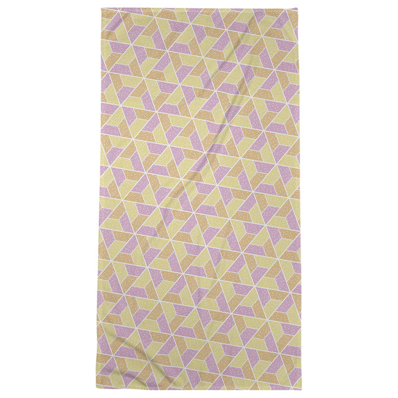 Serviette de bain trapézoïde, Jaune / rose / orange