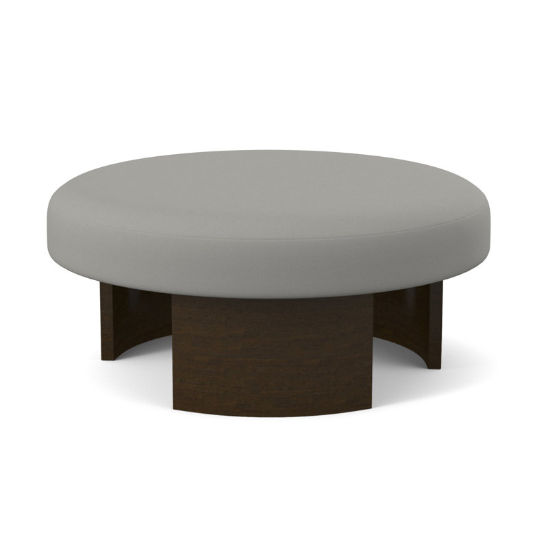 Eclipse Round Ottoman, American Walnut, Fizz Ivory 100% Polyester
