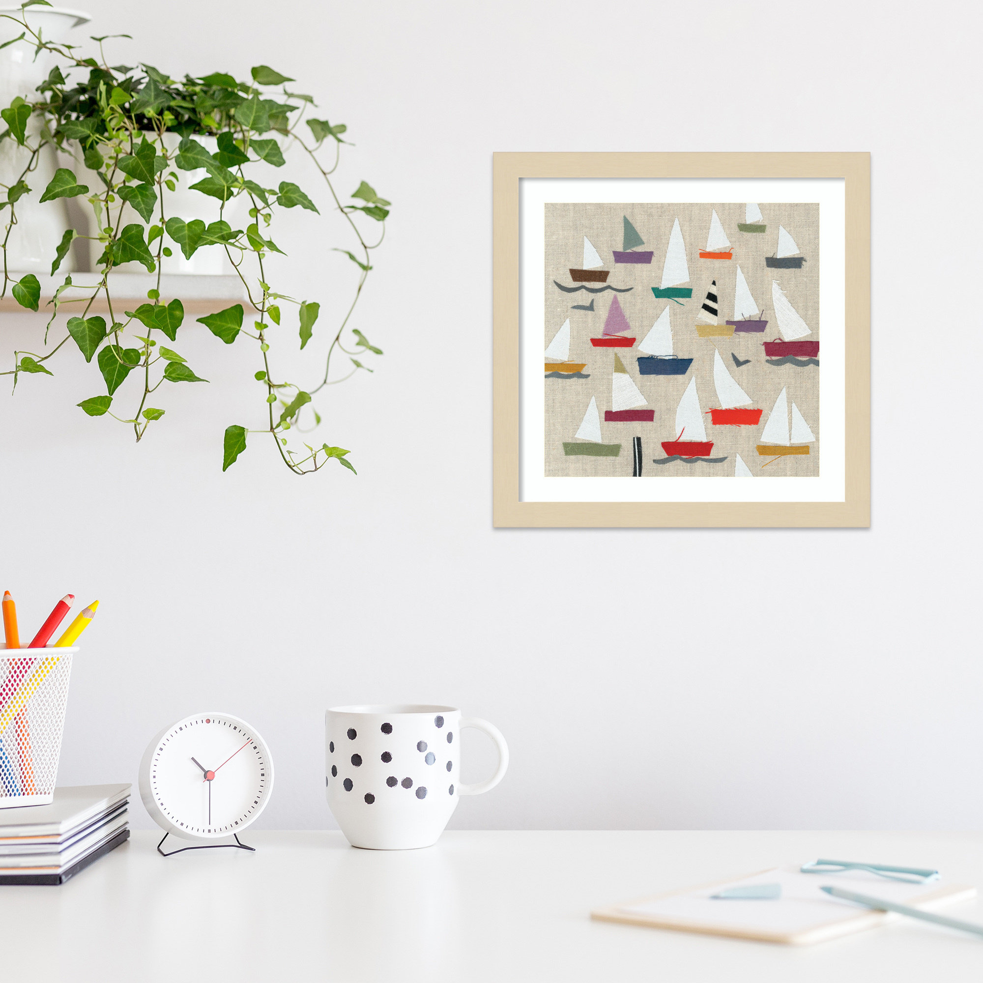 Montier Plain Sailing Framed on Paper by Jenny Frean Print, 13" H x 13" W x 1" D, Brown