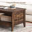 39.5” 2-Tier Coffee Table with Open Shelf Woven Decorations Storage for Living Room Brown-712901639