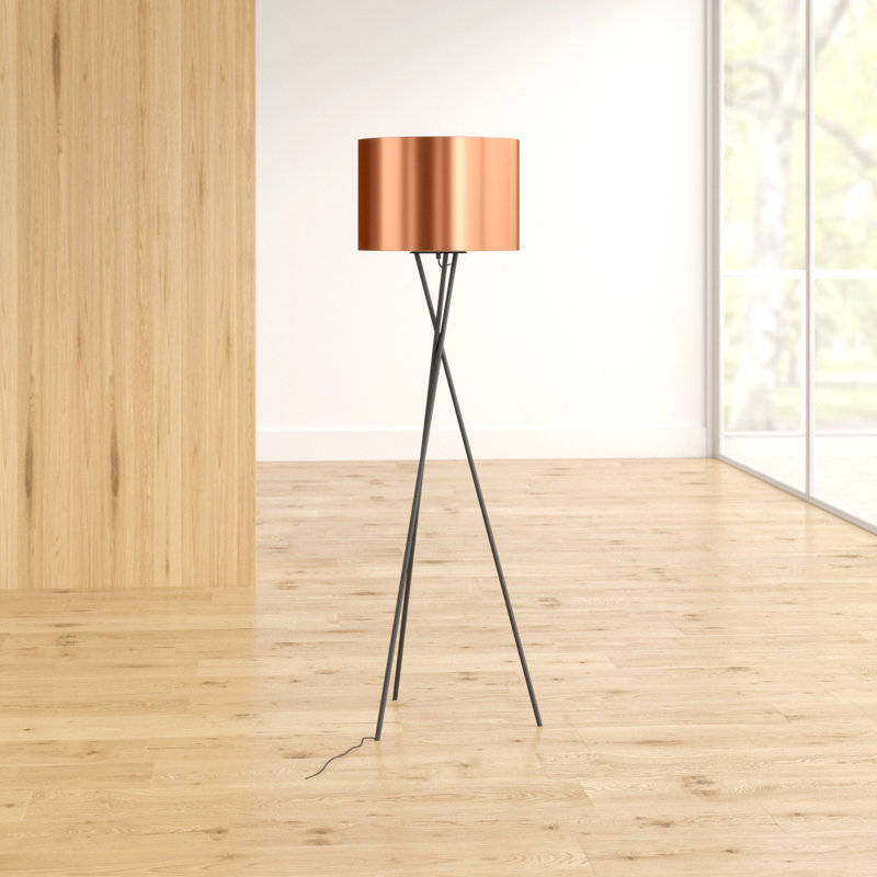 Ftenelle 158cm Black Tripod Floor Lamp, Gold Rose