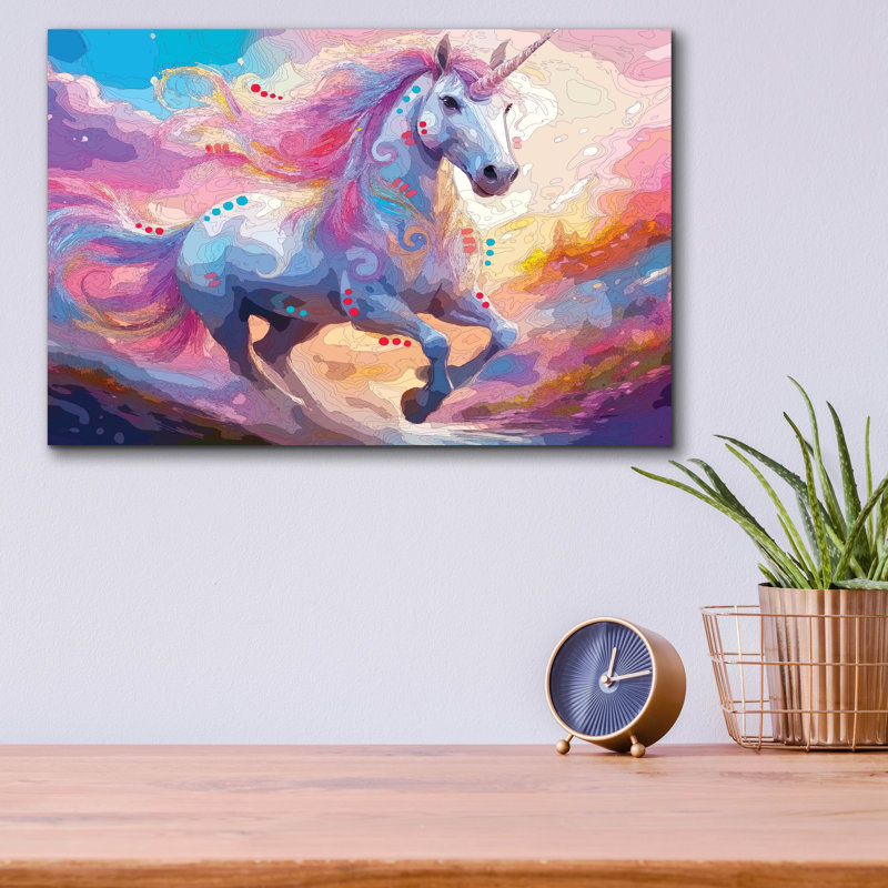 Art mural en verre épique «Gallop Spirit» par Dean Russo, 16 po x 12 po