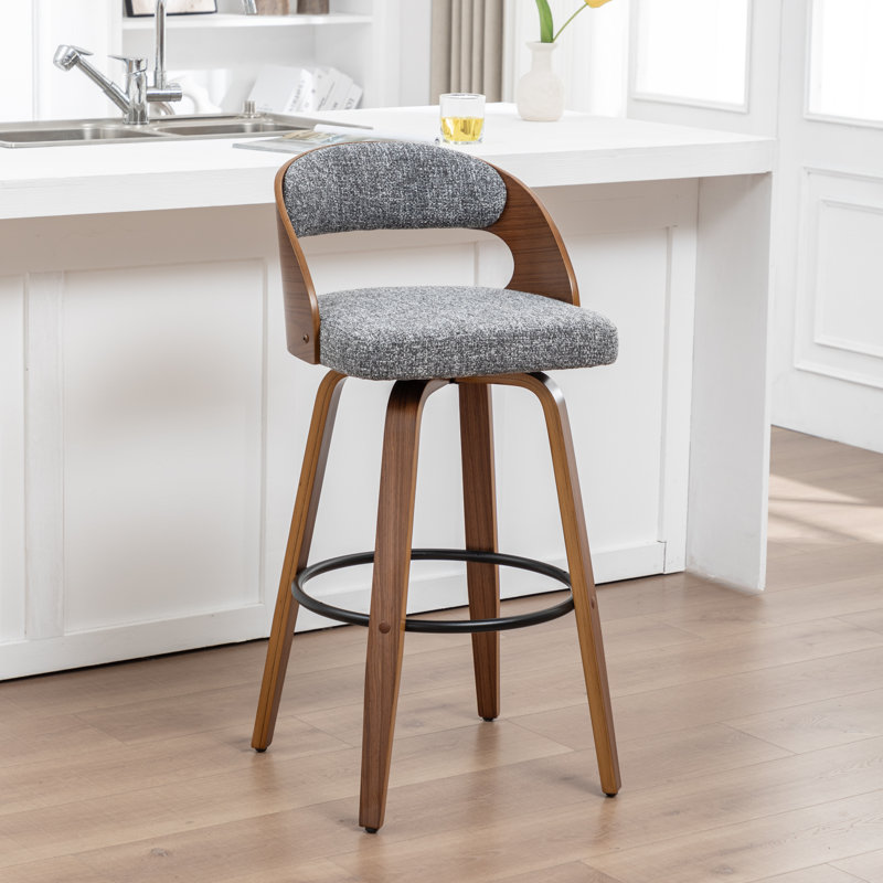 Tabouret de bar et tabouret de bar pivotant en lin Drees, Tabouret de comptoir = siège d'une hauteur de 24,