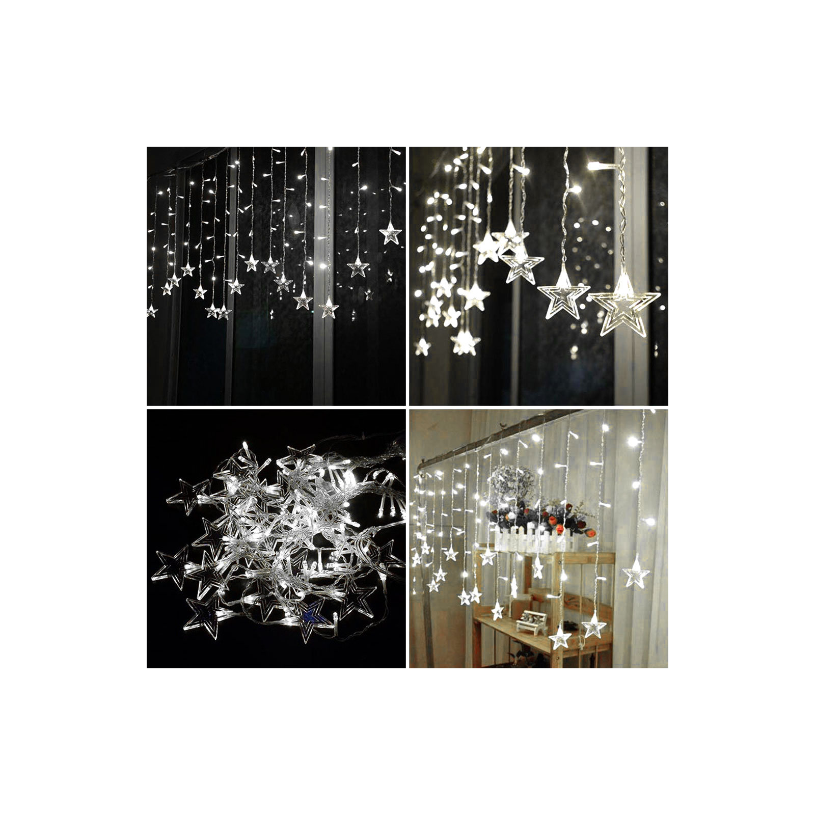 11.5FT 96LED Star String Lights, White