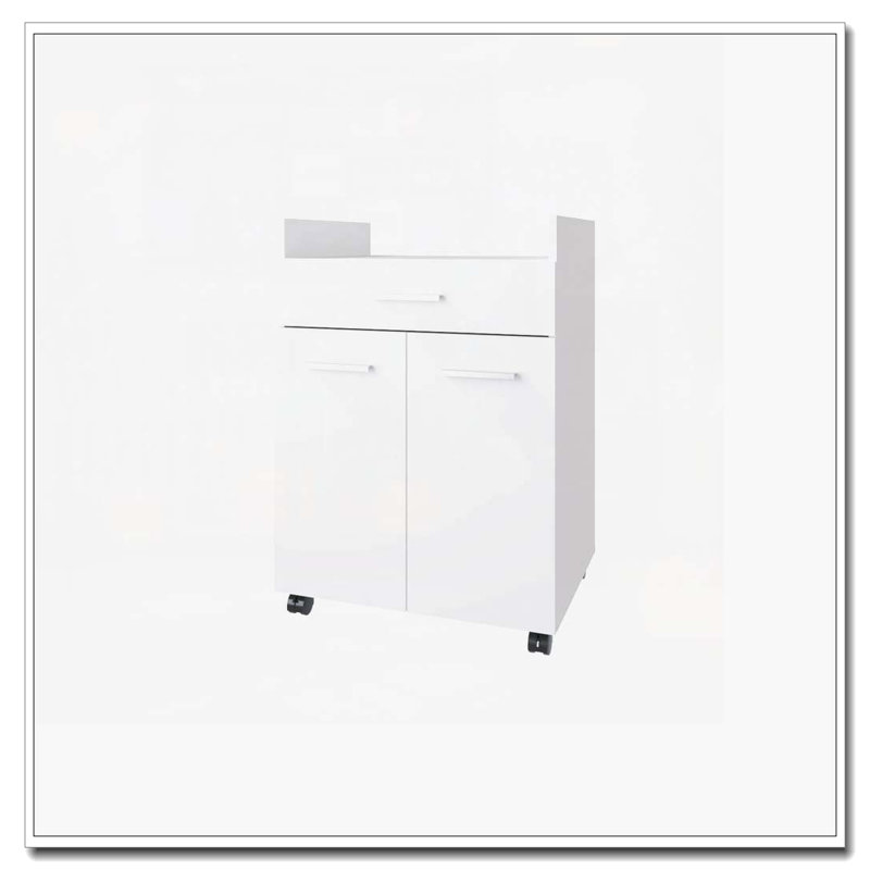 Chariot de cuisine blanc avec 2 portes et 1 tiroir Burnside