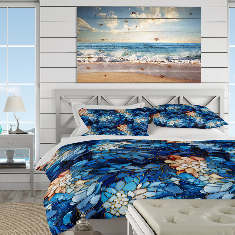 Literie à motif tropical Ocean Mosaic Ii, Housse de couette simple + 1 taie décorative stan