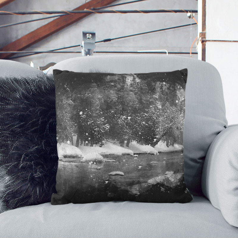 Winter Forest and Lake Scatter Cushion, 40cm H x 40cm W x 15cm D