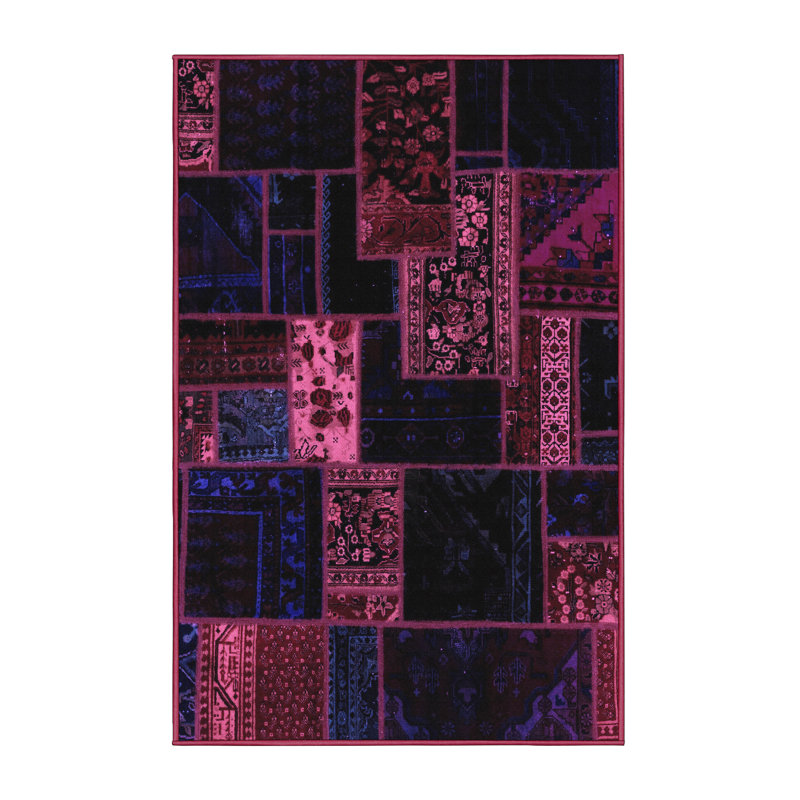 Tapis mauve en laine / polyester tissé à la machine Jenal, Rectangle 2 pi x 3 pi