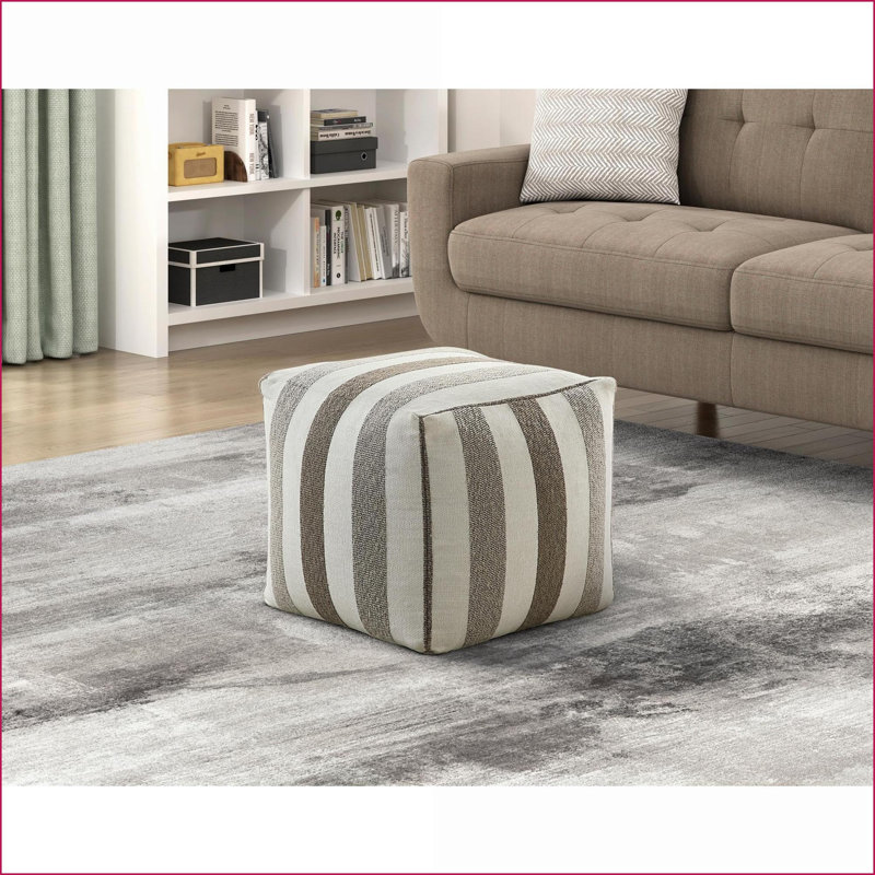 Ottoman, Modern Square Jacquard Fabric Bean Bag Chair Pouf with Non-Slip Bottom, 16”x16”x16” | Multicolor | Textile