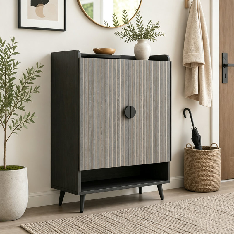 Armoire de rangement moderne pour chaussures, Black,Gray