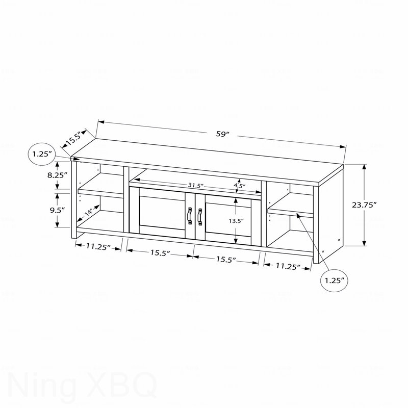 Meuble télé, 60 po, console, meuble multimédia, armoire de rangement, salon, stratifié de chambre à coucher, transitionnel