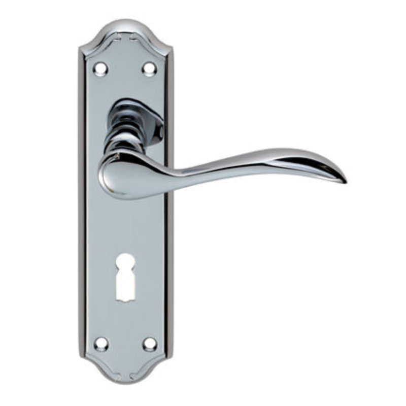 Pensacola Lock Right Hand Door Handle, Polished Chrome