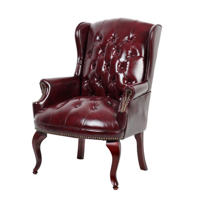 Saily Guest Armchair, Traditional Wingback, Mahogany