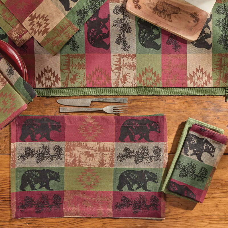  Ensemble de 4 serviettes en pin multicolores Pinecones And Trees