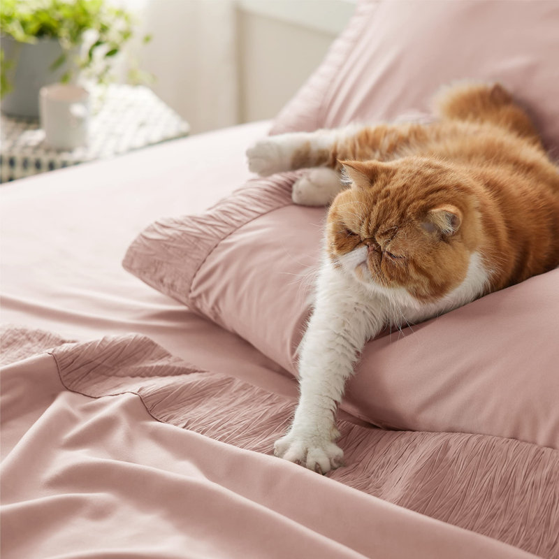 Bedsure Polyester Microfiber Sheet Set Hotel Luxury Sheets, Easy Care Cooling Bed Sheet Set 84GSM(89" x 101")GentleSoft™️