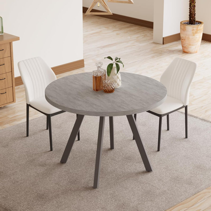 Ensemble de table de salle à manger et de chaises rondes de 34,6 po - gris / blanc - table pour 2, ensemble de tables basses modernes peu encombrantes pour cuisine / salle à manger d'appartement