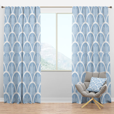 Japanese style Half-circle pattern - Mid-Century Curtain - Velvet Room darkening - 1 panel