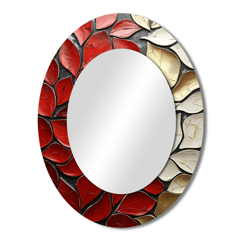 Miroir mural ovale rouge et rouge, 43 po x 33 po