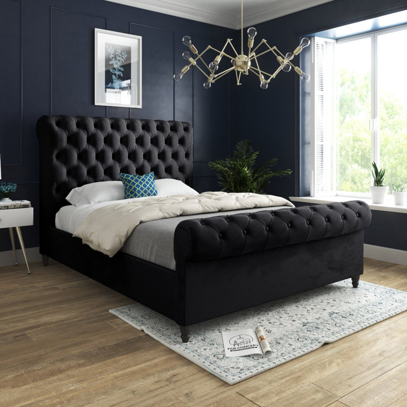 Aldous Upholstered Bed, Kingsize (5'), Black