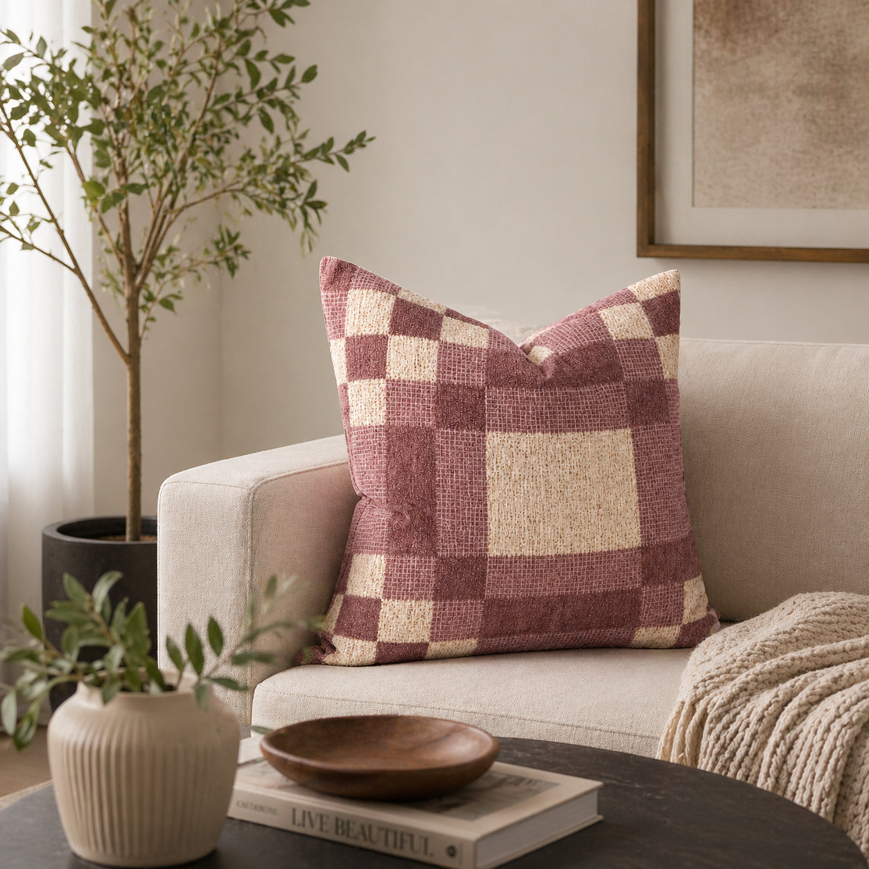 Langdon Shapes Throw Pillow, Rose, 20''H x 20'' W