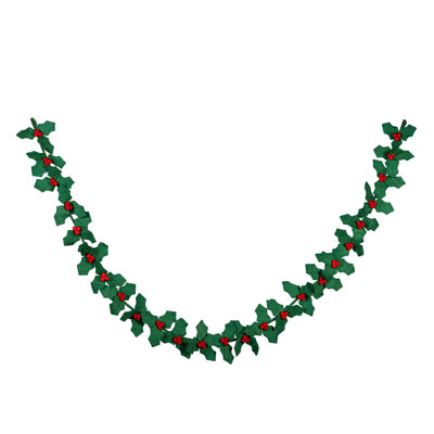 Holly and Berries Fabric Garland, 75"L