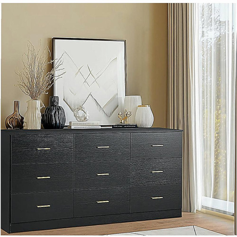 Commode moderne à 9 tiroirs pour la chambre à coucher - Vaste commode de rangement, robuste et sécuritaire